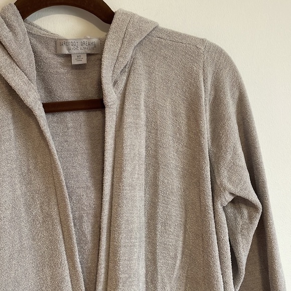 Barefoot Dreams Cardigan Cozy Chic Ultra Lite XS Gray Hood Soft Leisure Pajama - Picture 6 of 14